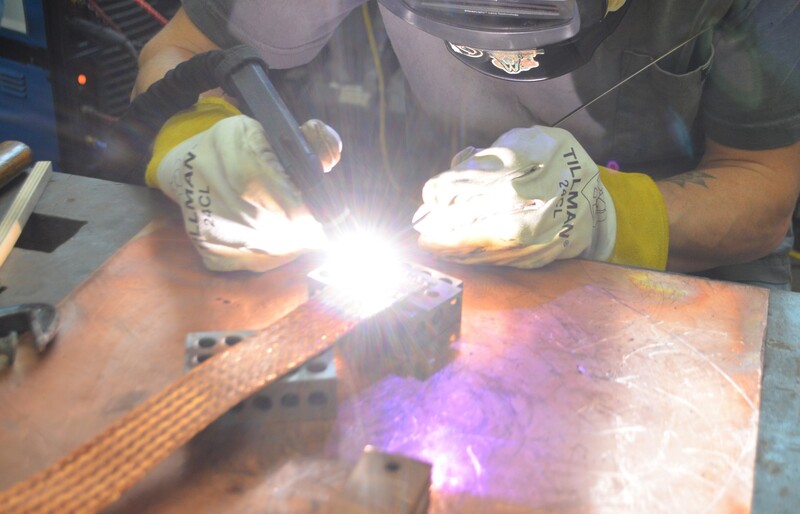 Copper to copper joints in cryogenic heat station straps can be fabricated using a copper phosphorus braze filler heated with a welding torch. The process is very similar to GTAW welding.